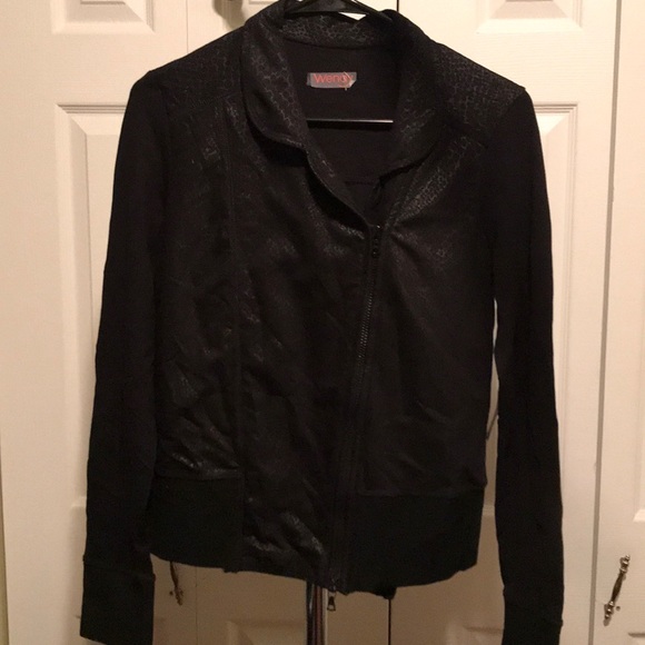 Black Stretch Biker Style Jacket - Picture 1 of 4